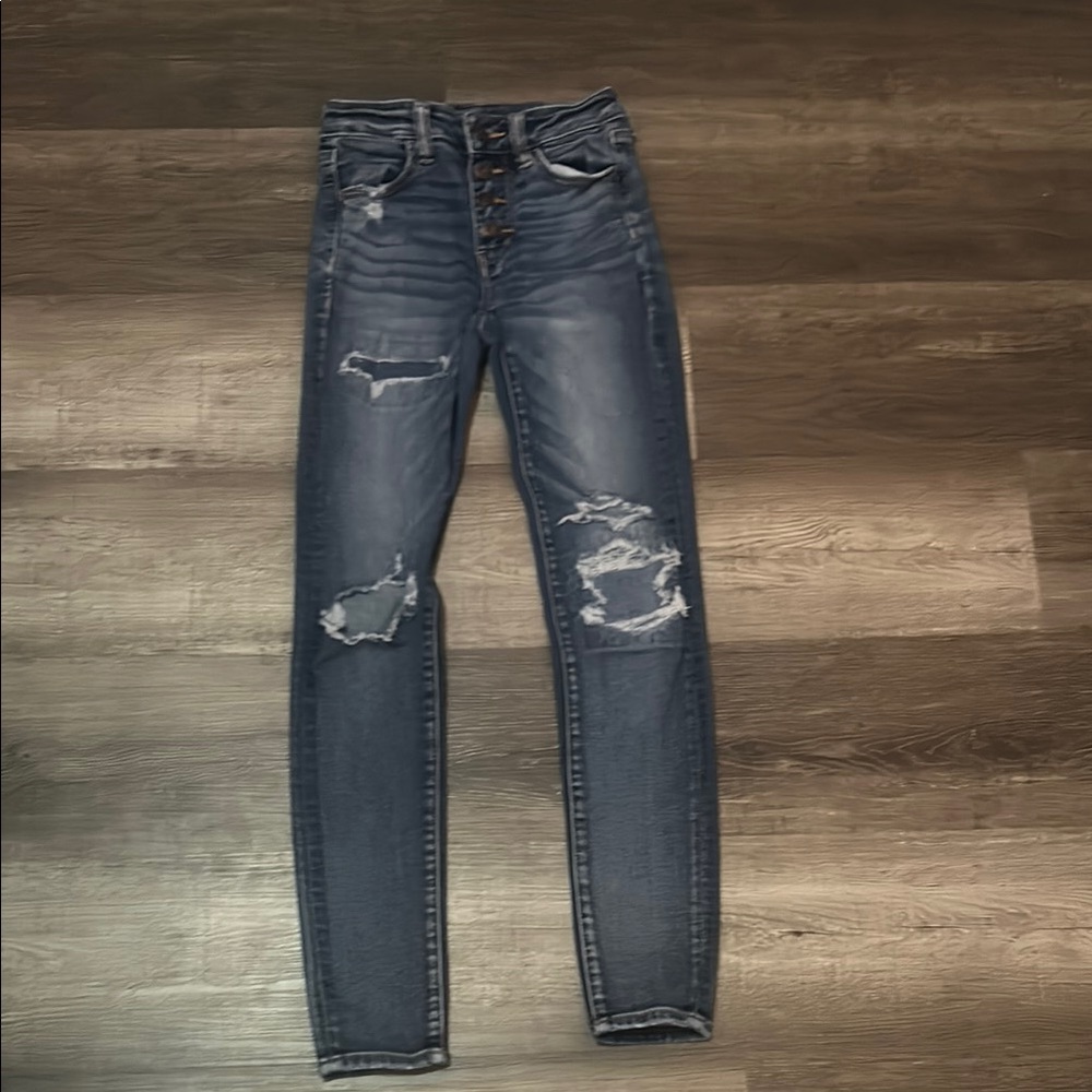 Women's Distressed Blue Jeans
